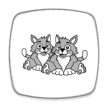 Deux chats heureux 2 amis Couple Équipe Couple - Magnet carré - blanc - Devant