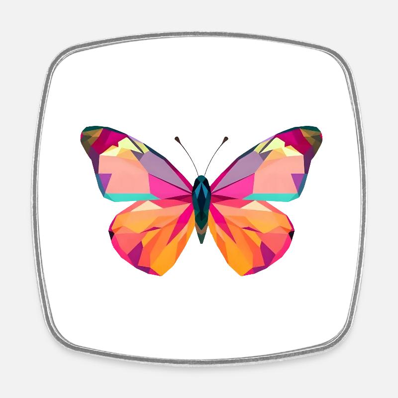 Ailes de papillon vibrantes dans le style Low Poly - Magnet carré - blanc