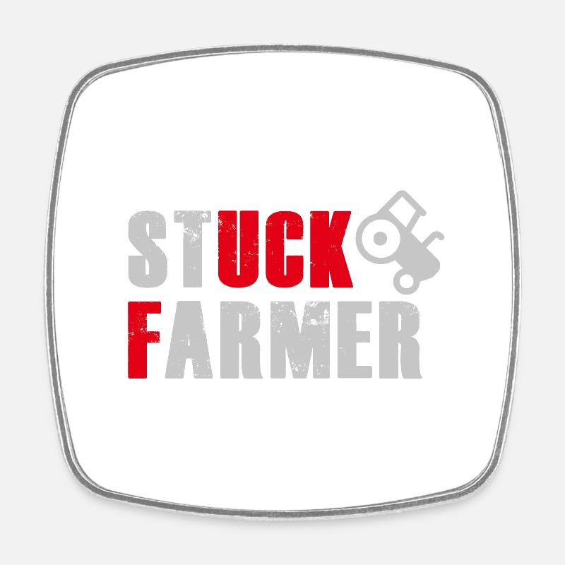 STUCK FARMER GREY RED - Square fridge magnet - white