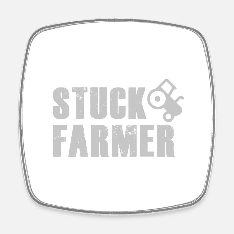 STUCK FARMER MID GREY - Square fridge magnet - white