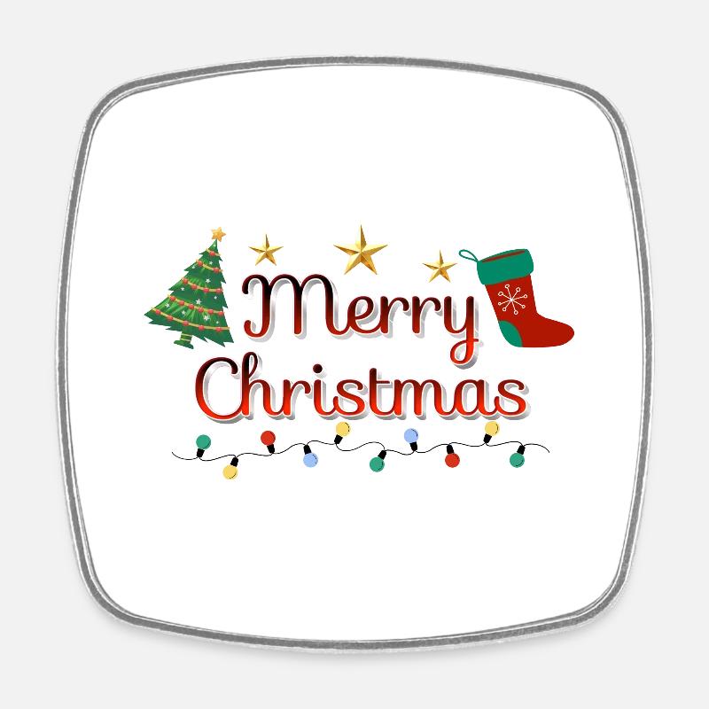Merry Christmas tree - Square fridge magnet - white