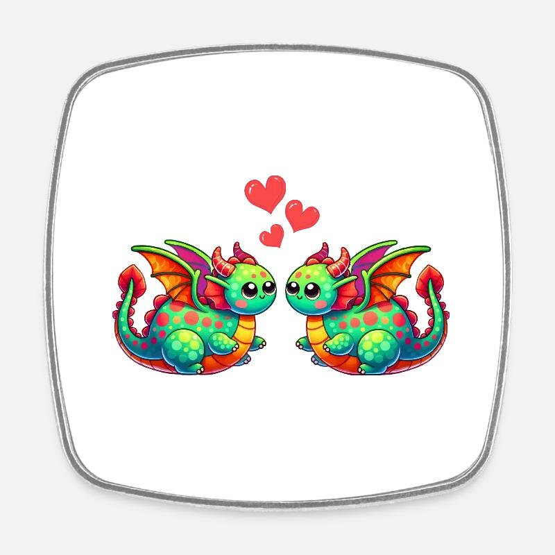 L’amour du dragon - Magnet carré - blanc