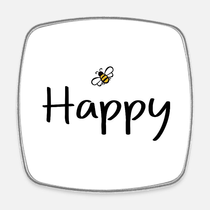 be Happy - Square fridge magnet - white