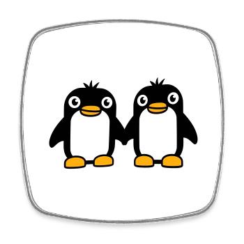 2 Pinguine Pärchen Händchen haltenverliebt Freunde - Viereckiger Kühlschrankmagnet - Weiß - Vorne