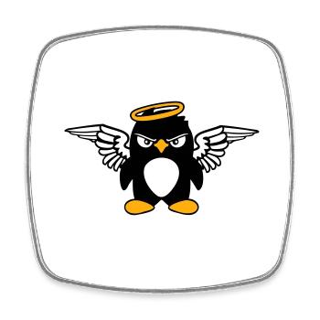 Pingouin Ange Ailes Halo Saintes Mouches - Magnet carré - blanc - Devant