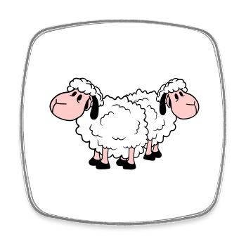 Two Sheep Friends Team Crew Cute Little Baby Dear - Square fridge magnet - white - Front