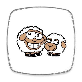 2 Moutons Amis Équipe Équipage Papa Famille Bébé Maman - Magnet carré - blanc - Devant