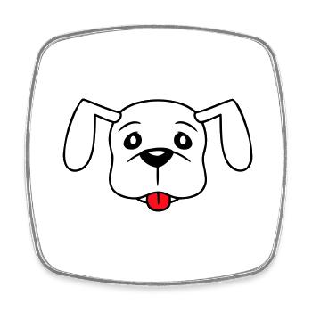 Visage de chien Petit Tête d’animal de compagnie Mignon - Magnet carré - blanc - Devant