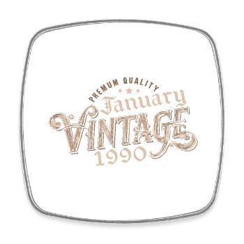January 1990 | 1990 January Vintage Birthday - Square fridge magnet - white - Front