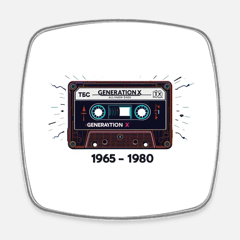 generation x - Viereckiger Kühlschrankmagnet - Weiß