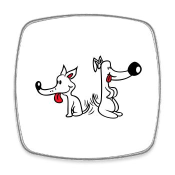 2 Dogs Big Noses Excited Wiggle - Square fridge magnet - white - Front