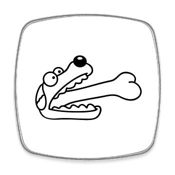 Chien Avide Affamé Gros Os Avalé - Magnet carré - blanc - Devant