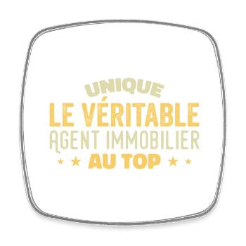 le véritable Agent Immobilier au top - Magnet carré - blanc - Devant