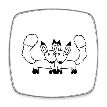 2 Foxes Couple In Love Two Friends Love Team Cute - Square fridge magnet - white - Front