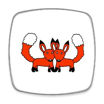 2 Foxes Couple In Love Two Friends Love Team Cute - Square fridge magnet - white - Front