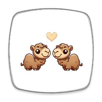 Chameau dessin animé amour - Magnet carré - blanc - Devant