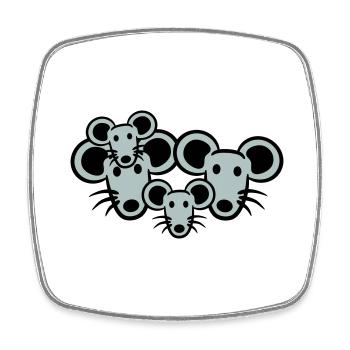 4 souris famille deux enfants maman papa parents mignon - Magnet carré - blanc - Devant