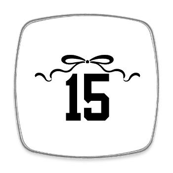 Numéro 15 noeud - 15e anniversaire - Magnet carré - blanc - Devant