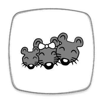 3 Mice Family Child Mom Dad Parents Row Cute - Square fridge magnet - white - Front