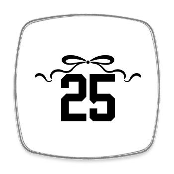 Numéro 25 noeud - 25e anniversaire - Magnet carré - blanc - Devant