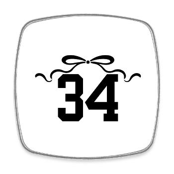 Numéro 34 noeud - 34e anniversaire - Magnet carré - blanc - Devant