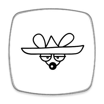 Maus großer Hut Sombrero Traurig Müde Gelangweilt - Viereckiger Kühlschrankmagnet - Weiß - Vorne