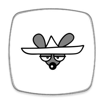 Maus großer Hut Sombrero Traurig Müde Gelangweilt - Viereckiger Kühlschrankmagnet - Weiß - Vorne