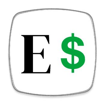 Buchstabe E Dollar - Viereckiger Kühlschrankmagnet - Weiß - Vorne