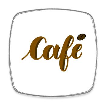 lettrage café - Magnet carré - blanc - Devant