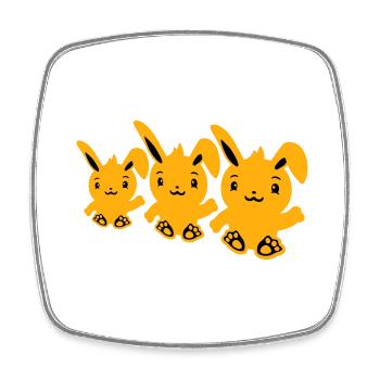 3 lapins trois amis équipe équipage agitant assis mignon - Magnet carré - blanc - Devant