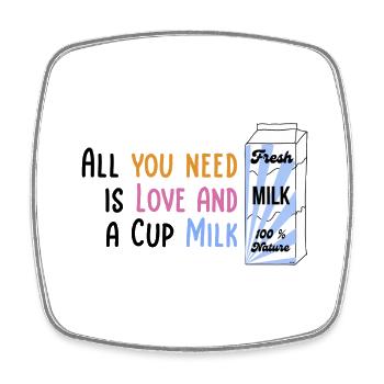 We need Love and Milk Comicstyle 1 - Viereckiger Kühlschrankmagnet - Weiß - Vorne