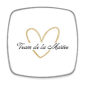 Team de La Bride Gold Herz Glitzer - Viereckiger Kühlschrankmagnet - Weiß - Vorne