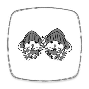 2 Bunnies Chevalier Épée Bouclier Armure Casque Héros - Magnet carré - blanc - Devant