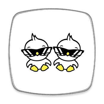 2 Vögel Sonnenbrille Cool sitzen zwei Freunde Crew - Viereckiger Kühlschrankmagnet - Weiß - Vorne