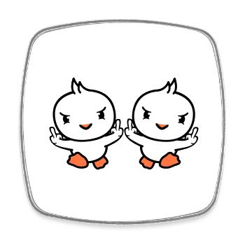 2 Birds Evil Middle Finger Show Bad Boys Running - Square fridge magnet - white - Front