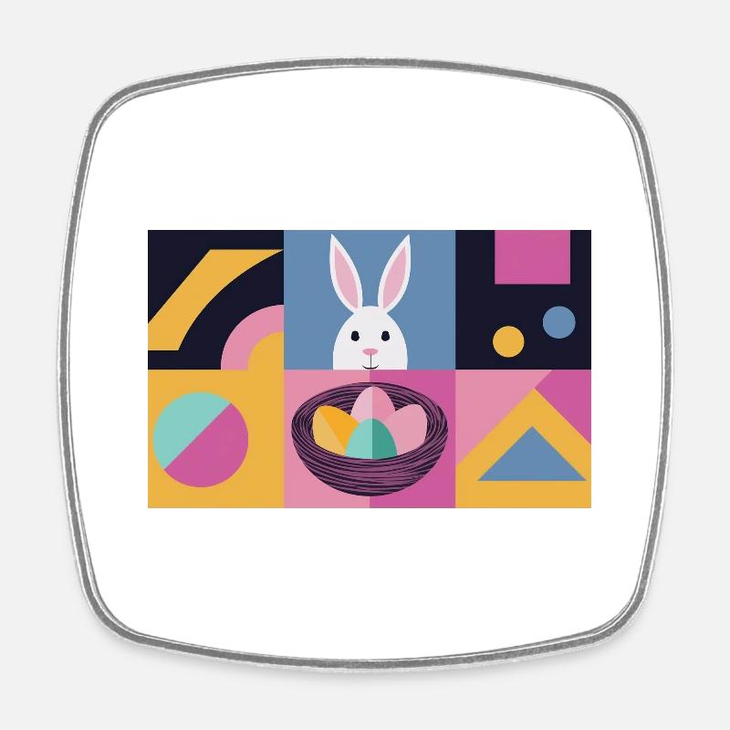 Easter Bunny No.04 - Square fridge magnet - white