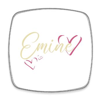 Emine surname First name Calligraphy heart - Square fridge magnet - white - Front
