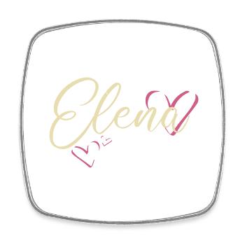 Elena Surname First name Calligraphy Heart - Square fridge magnet - white - Front