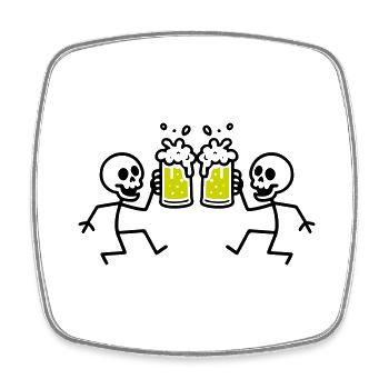 Squelette Bière Drôle - Magnet carré - blanc - Devant