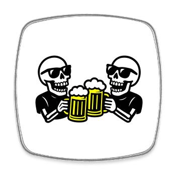 Skelett Party Bier Team - Viereckiger Kühlschrankmagnet - Weiß - Vorne