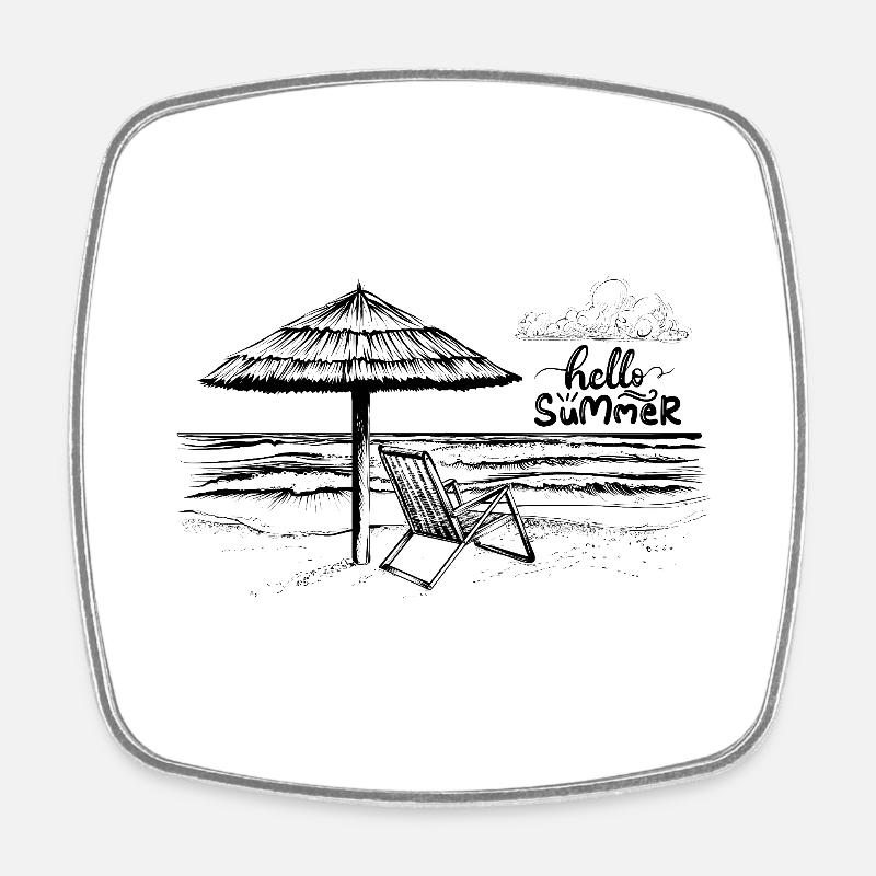 Hello Summer - Magnet carré - blanc