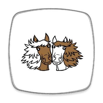 2 Horses Team Pony Foal Couple In Love Friends - Square fridge magnet - white - Front