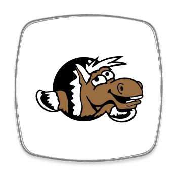 Horse Funny Crazy Hole Laughing Comic Riding Fun - Square fridge magnet - white - Front