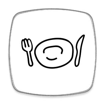 teller_und_besteck_1c - Square fridge magnet - white - Front