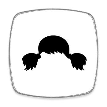 Pigtails Frisur - Viereckiger Kühlschrankmagnet - Weiß - Vorne