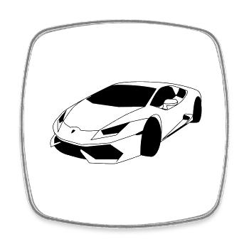 Voiture de sport Lambo - Magnet carré - blanc - Devant