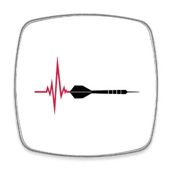 puls herzschlag frequenz logo text spielen darts v - Viereckiger Kühlschrankmagnet - Weiß - Vorne