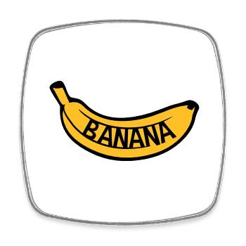 banana text logo obst banane lecker gesund essen b - Viereckiger Kühlschrankmagnet - Weiß - Vorne