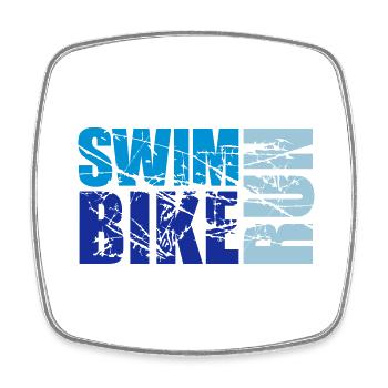cracks scratch stamp swim bike run text logo tria - Square fridge magnet - white - Front