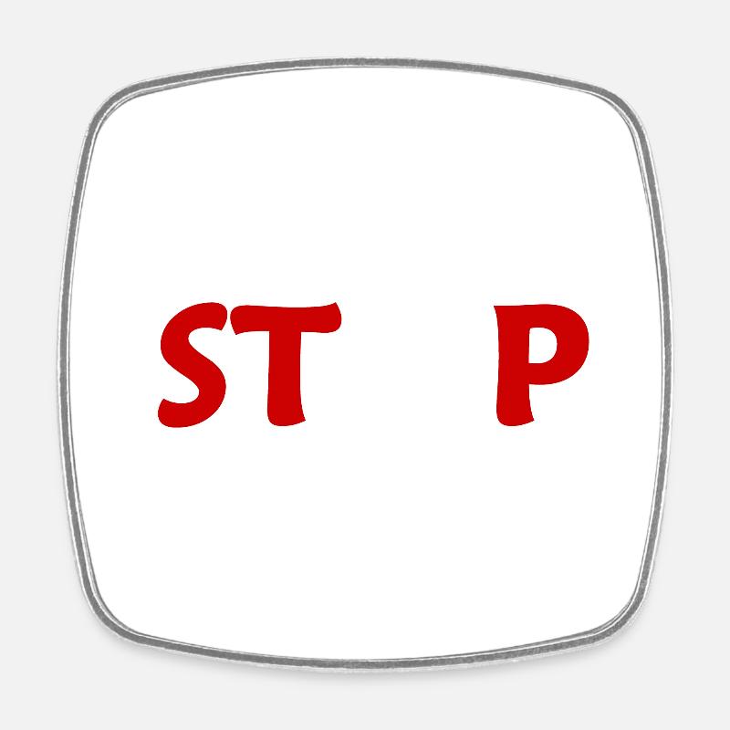 Hand Stop in RED White - Square fridge magnet - white